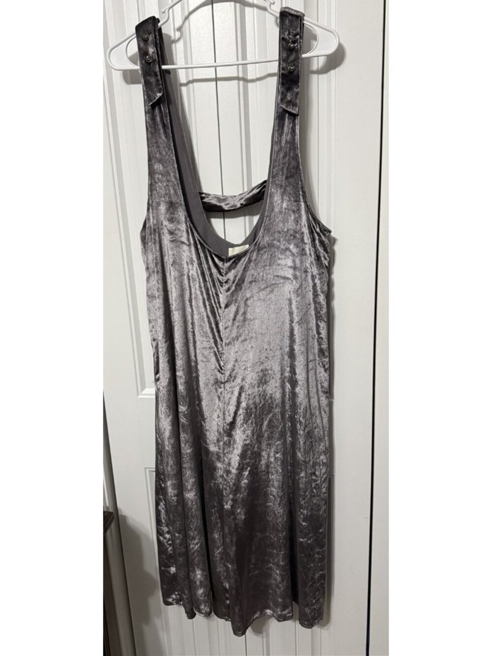 Maeve Anthropologie Silver Grey Crushed Velvet Jumpsuit Overall Cropped New